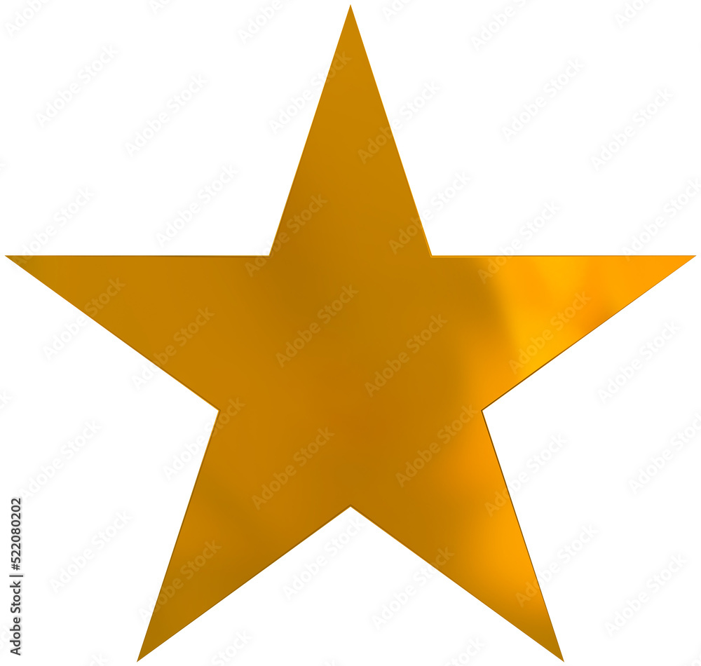 Christmas star golden - simple 5 point star - isolated on white - 3d rendering Christmas star golden - simple 5 point star - isolated on white - 3d rendering