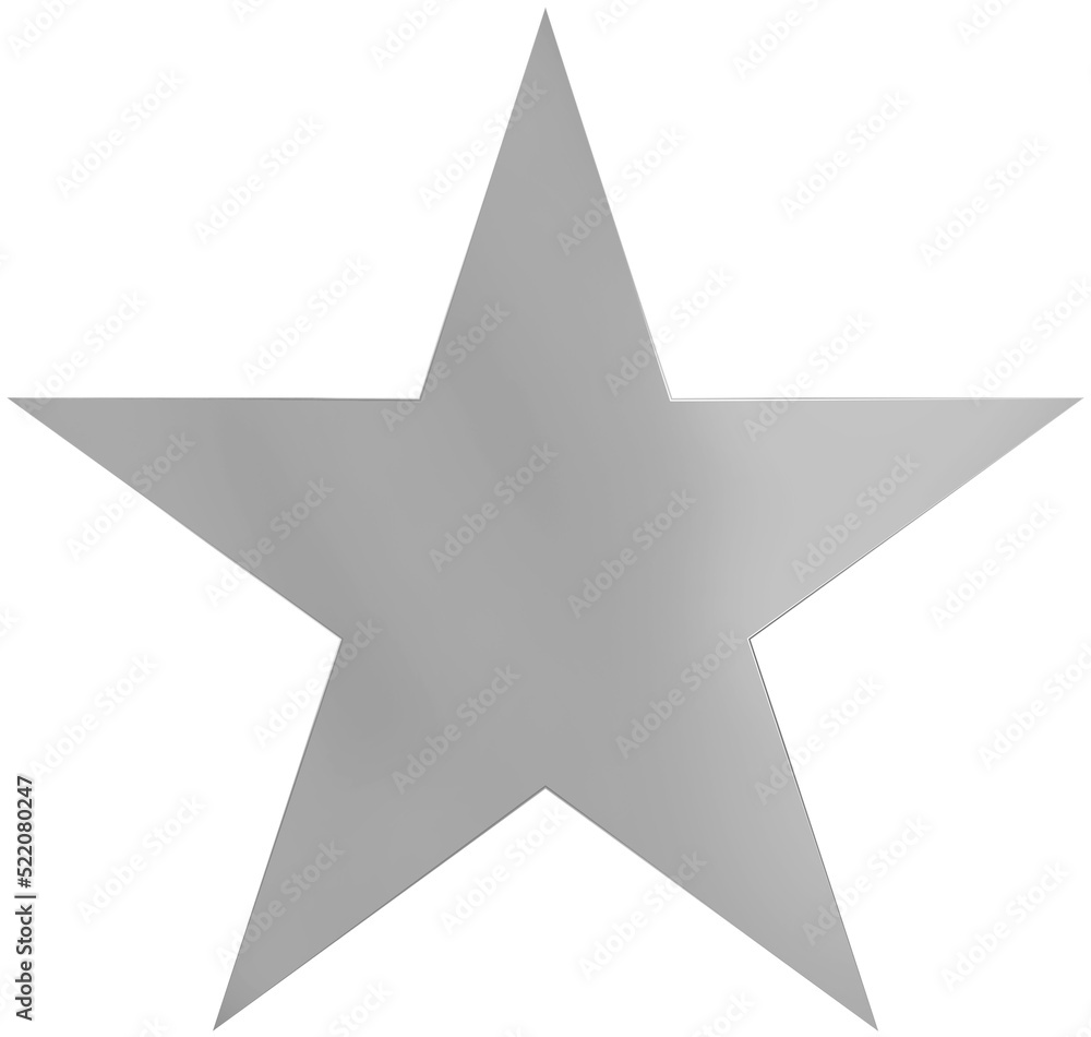 Christmas star silver - simple 5 point star - isolated on white - 3d rendering Christmas star silver - simple 5 point star - isolated on white - 3d rendering