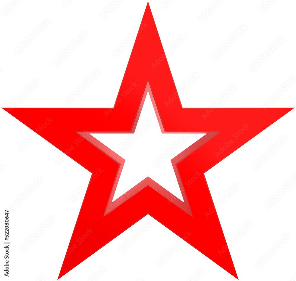 Christmas star red - outlined 5 point star - isolated on white - 3d rendering Christmas star red - outlined 5 point star - isolated on white - 3d rendering