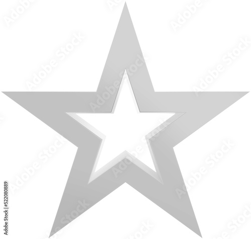 Christmas star white - outlined 5 point star - isolated on white - 3d rendering