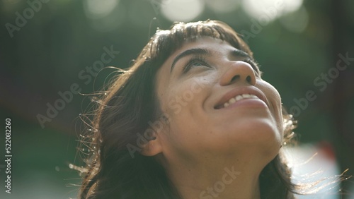Canvas Print Woman opening eyes to sky having HOPE and FAITH