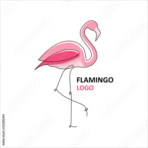 Pink flamigo bird vector illustration logo design