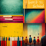 abstract back to school illustration set