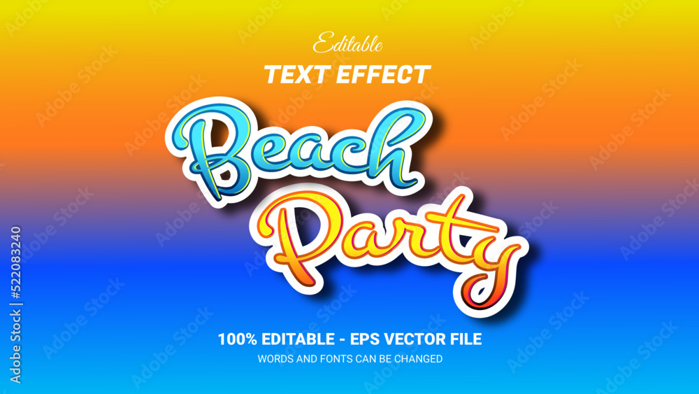 beach party editable text effect beach party editable text effect