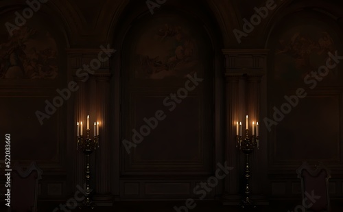 Gothic manor living room with candles
