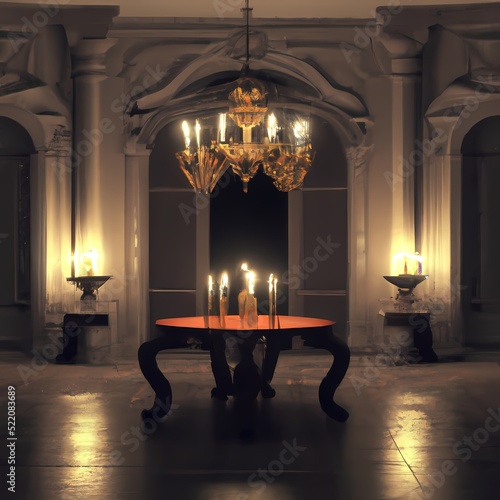 Gothic manor living room with candles photo