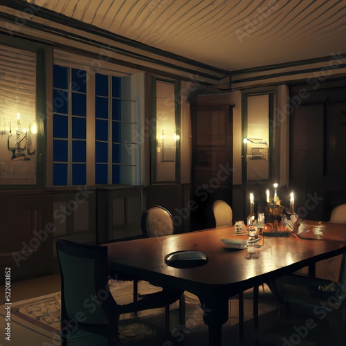 Gothic manor dining room