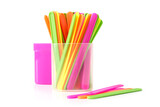counting colorful sticks for the purposes of early education, development, learning to count and play. Colored sticks on an isolated white background