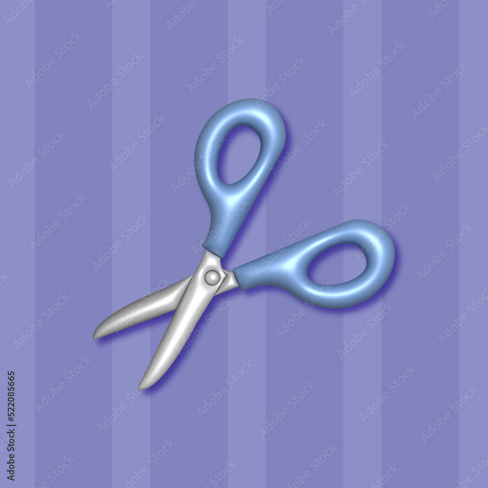 Scissors icon for school in 3D, stationery Scissors icon for school in 3D, stationery
