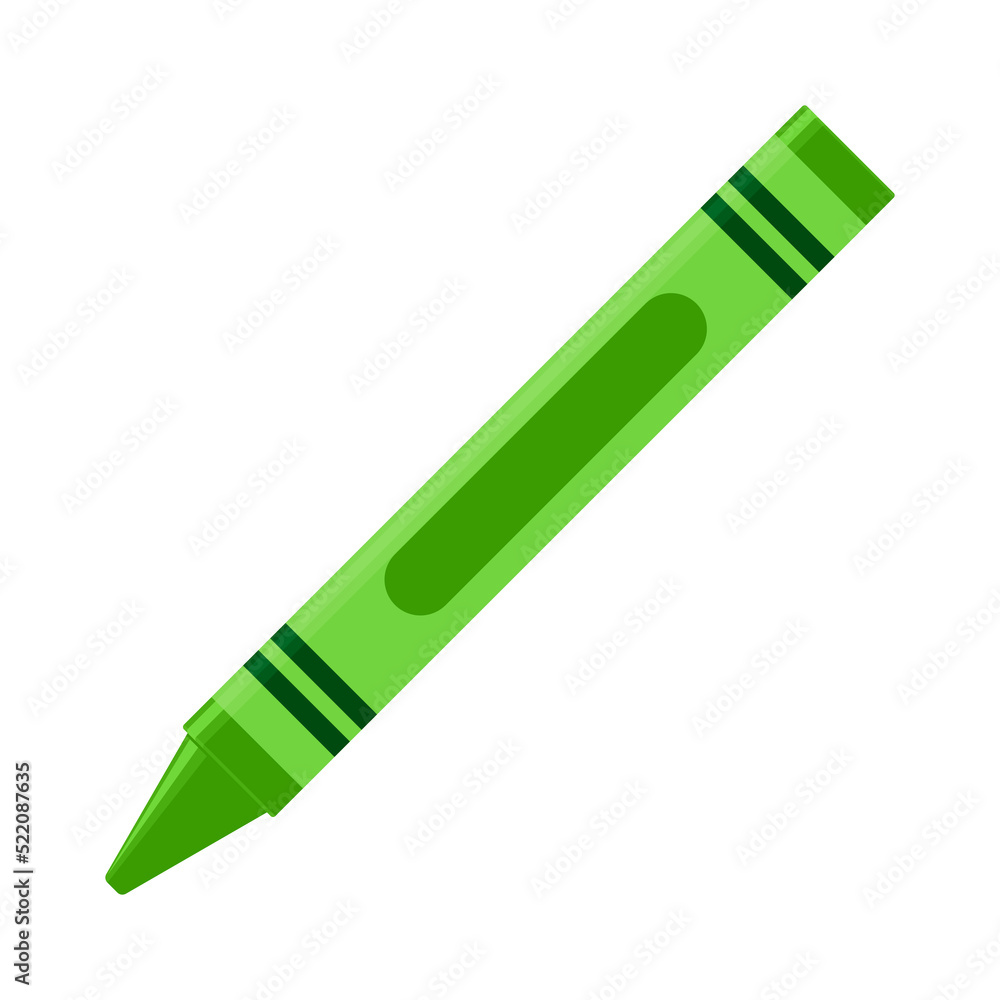 Education and Work - School and Office Supply - Dark Green Crayon Isolated on White Background Education and Work - School and Office Supply - Dark Green Crayon Isolated on White Background