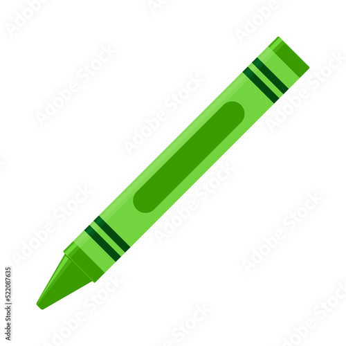 Education and Work - School and Office Supply - Dark Green Crayon Isolated on White Background