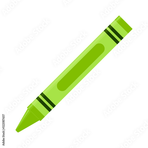 Education and Work - School and Office Supply - Light Green Crayon Isolated on White Background