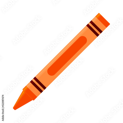 Education and Work - School and Office Supply - Orange and Coral Crayon Isolated on White Background