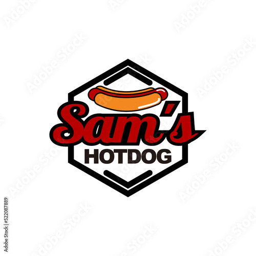 Hot dog logo badge with retro design style