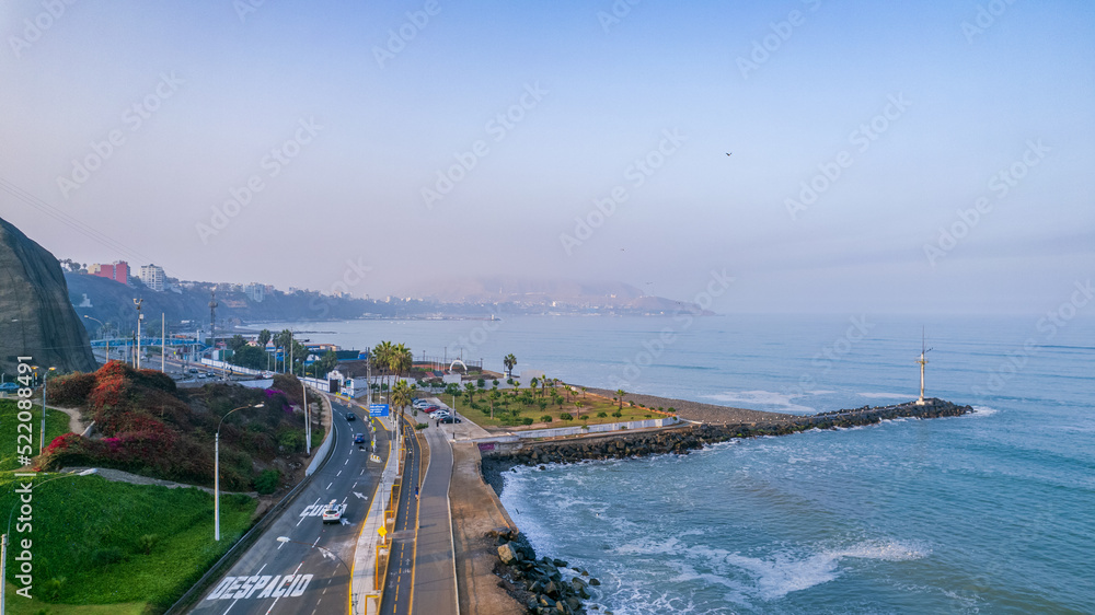 Highway of the Costa Verde, at the height of the district of Miraflores in the city of Lima, Peru.