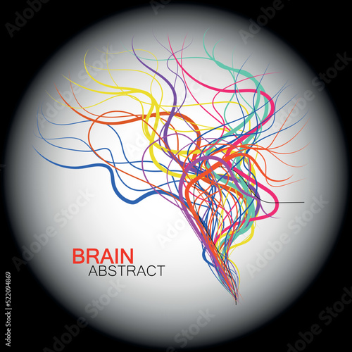 Abstract colorful brain with chaotic lines. Vector illustration