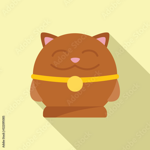 Charm lucky cat icon flat vector. Neko japan