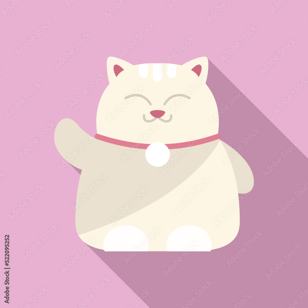 Asia lucky cat icon flat vector. Japan luck