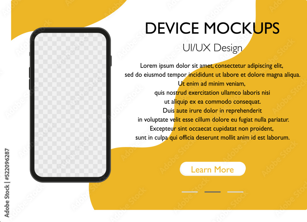 Smartphone frame with blank screen. The layout of the universal device ...