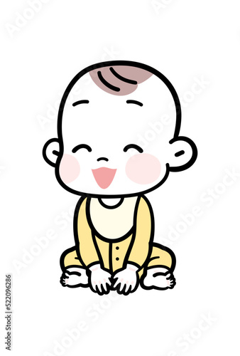 お座りする赤ちゃんの表情　笑顔　ベクターイラスト素材