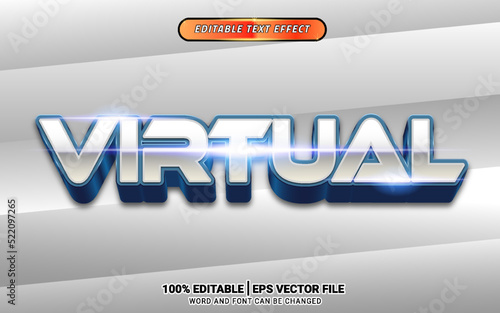 Virtual space futuristic 3d text effect editable template design