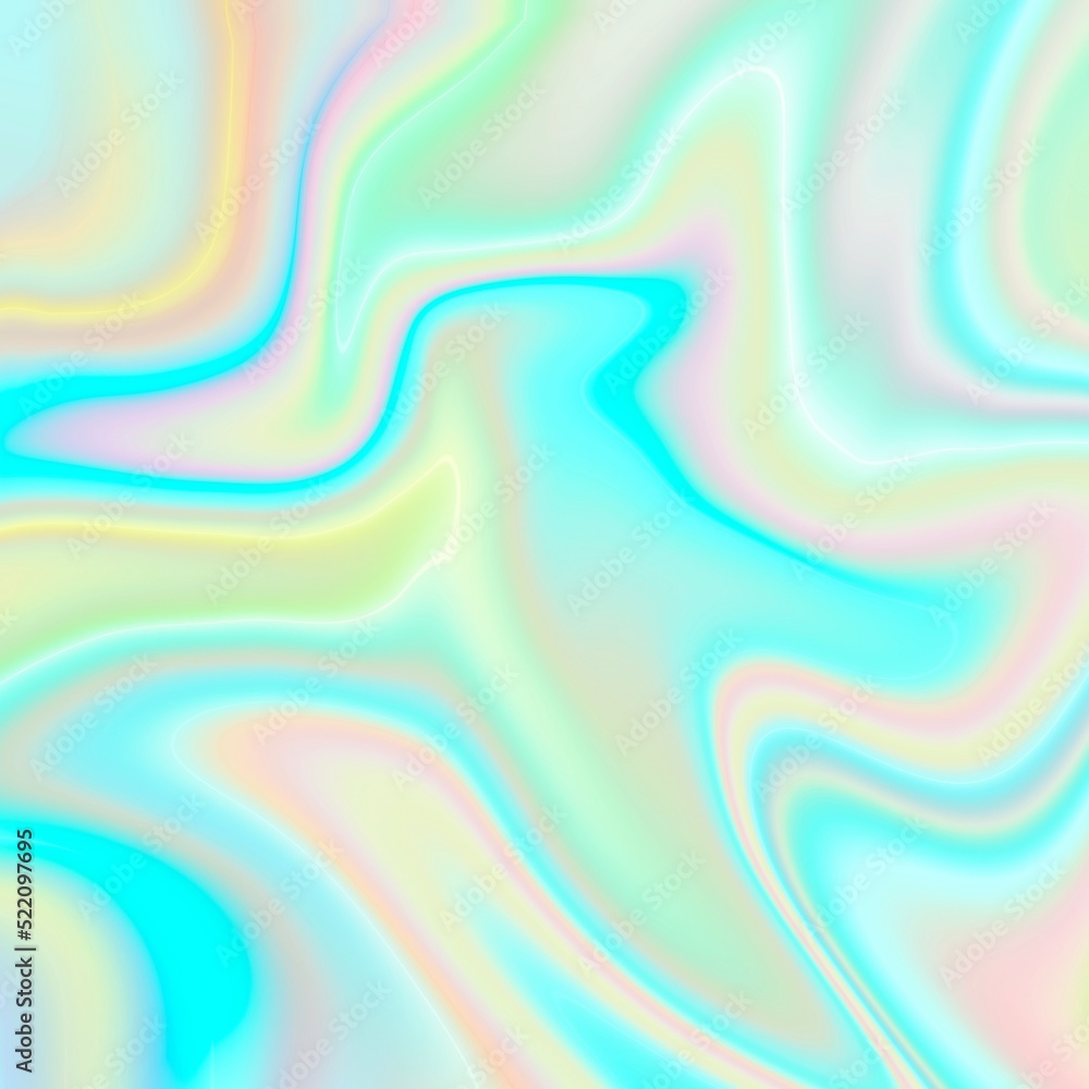 Holographic iridescent texture background in soft pastel colours.