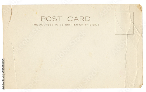Fotografie Retro post card, torn and creased