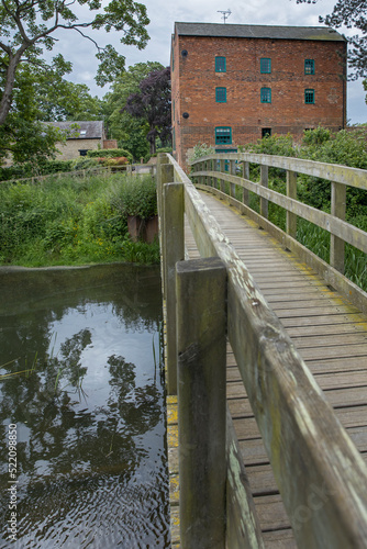 Buckinghamshire, milton keynes, ouse valley park, uk, england, water mill, bridge and river, 