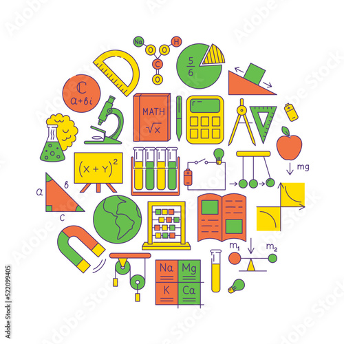 School education banner in line style