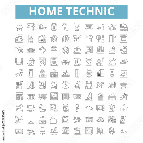 Home technic icons, line symbols, web signs, vector set, isolated illustration