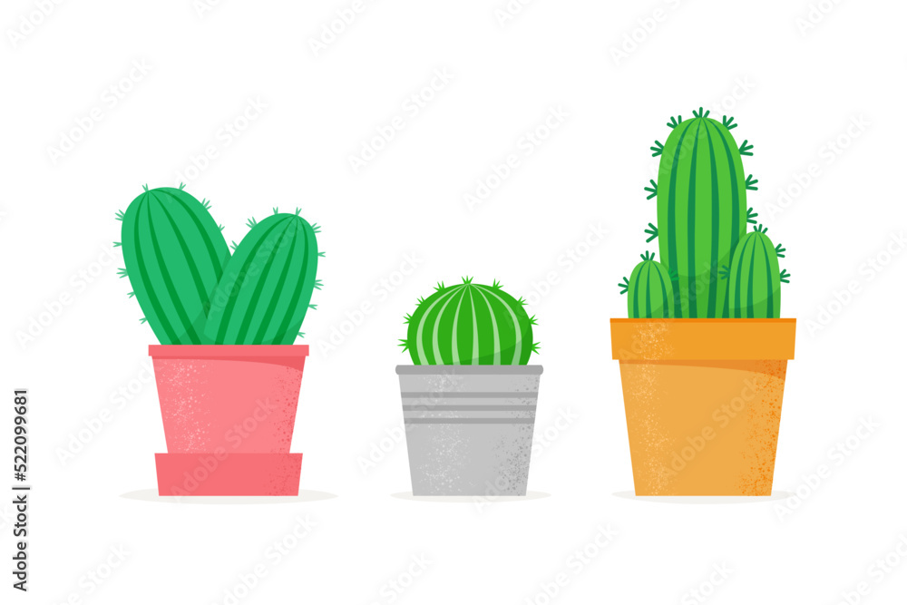 Cactus set in a flat style. Different home cacti in flower pots. House succulents collection. Vector illustration Cactus set in a flat style. Different home cacti in flower pots. House succulents collection. Vector illustration
