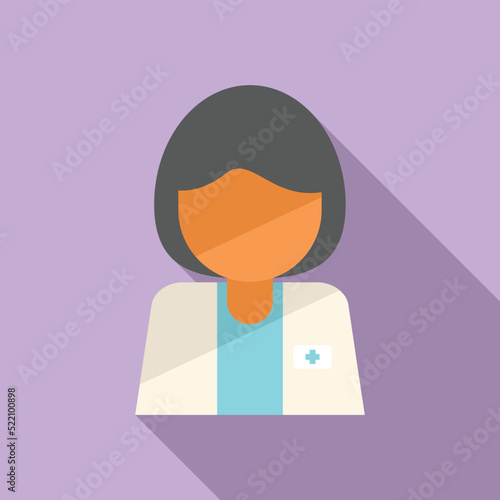 Woman physical therapist icon flat vector. Hospital doctor