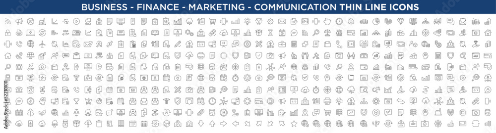 Thin line icons Business, communication, finance, marketing, ...