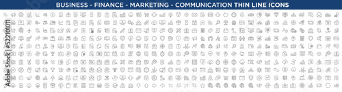 Thin line icons Business, communication, finance, marketing, ...