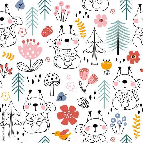 Cute squirrel seamless pattern