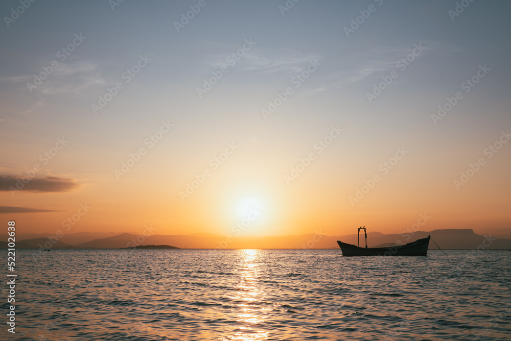 sunset, sea, water, ocean, island, sand, sky, coast, landscape, summer, nature, travel, tropical, vacation, bay, holiday, caribbean, sun, rock, boat