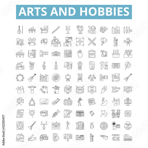 Arts and hobbies icons, line symbols, web signs, vector set, isolated illustration