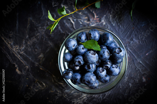 Fresh blueberries on a dark background