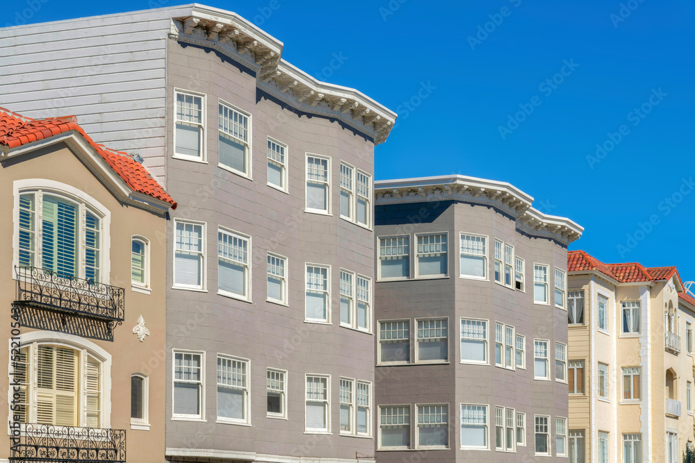 Row of apartment buildings in San Francisco, California