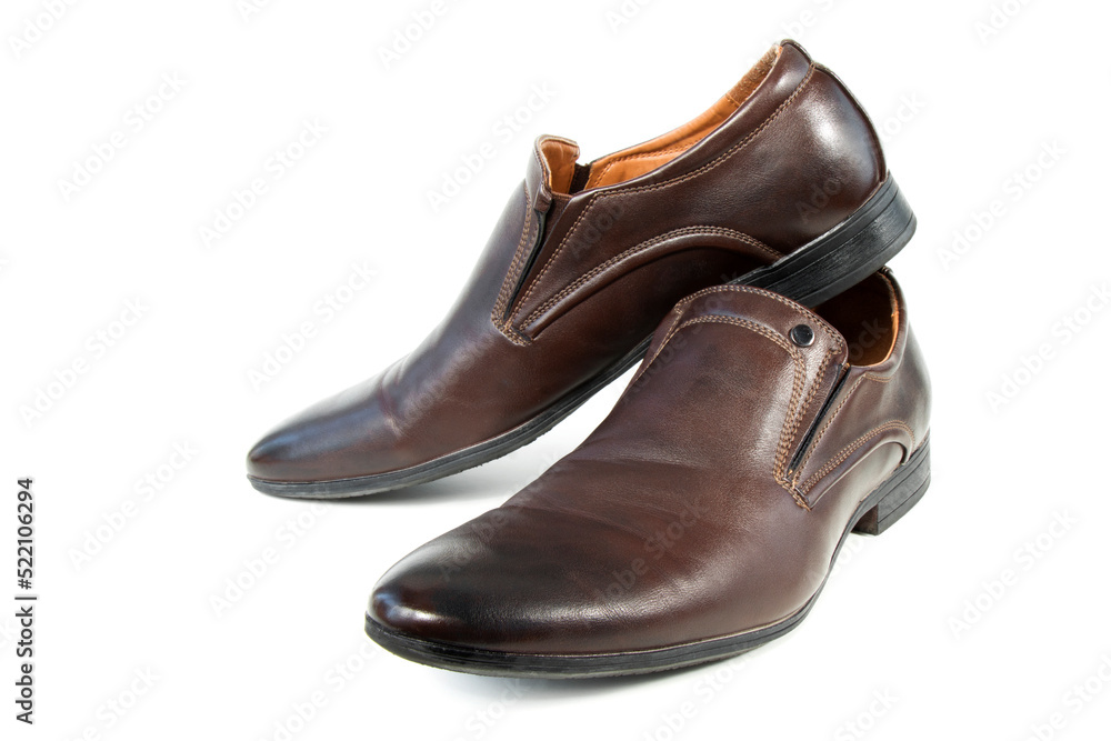 men's classic shoes, brown, on a white isolated background