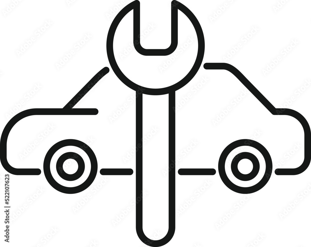 Car key service icon outline vector. Spare motor Car key service icon outline vector. Spare motor