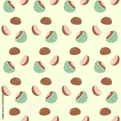 Autumn pattern. Chestnuts on a pattern for textiles, fabrics, wallpapers. Kitchen theme.
