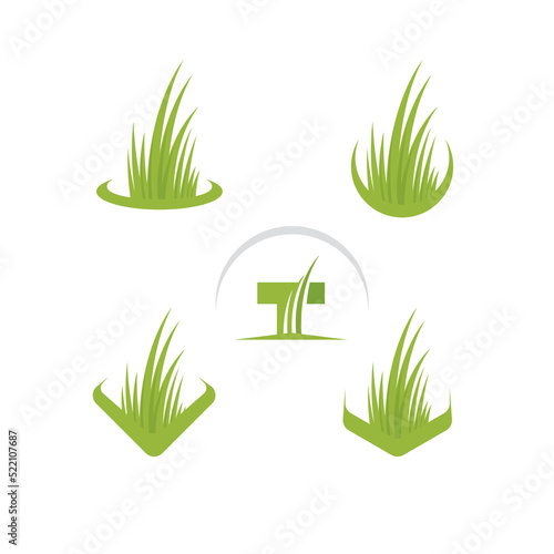 Artificial Turf Lawn and Garden Care Company Creative Design Element. Green Grass Landscaping Company Vector