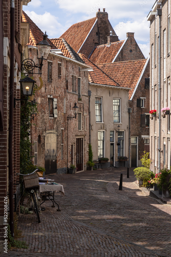 Fototapeta premium Street in the city center of the medieval city of Deventer, Netherlands.