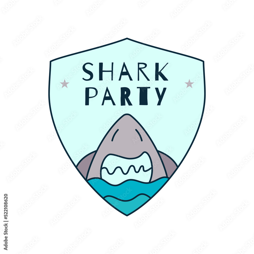 design of sticker of shark in sea design of sticker of shark in sea
