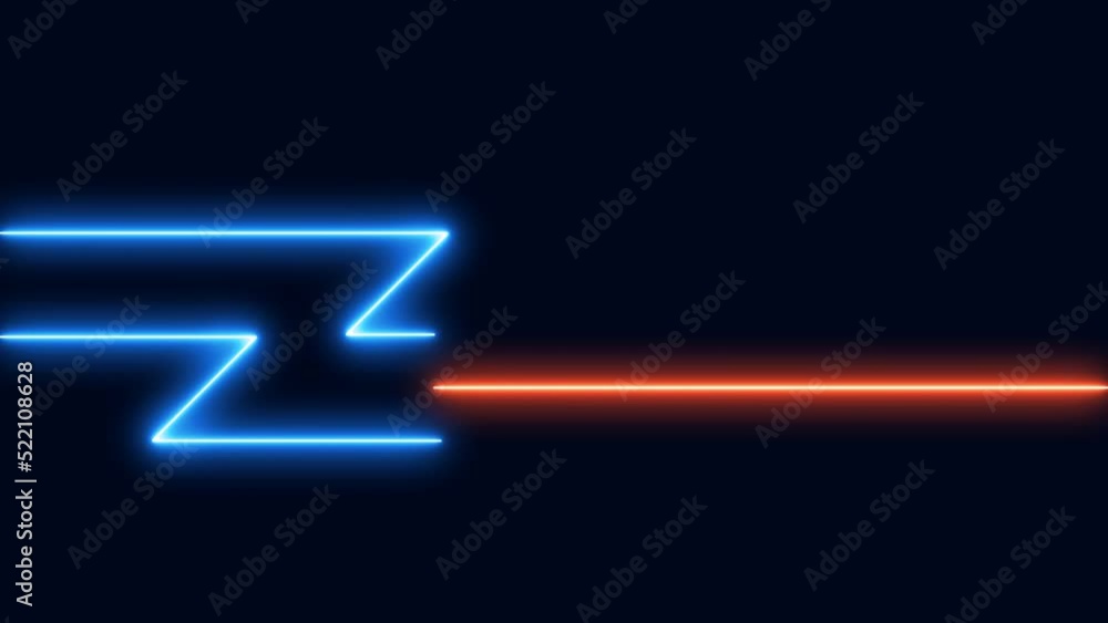 Neon animated icon of lines, ribbons. Running light track, beam. Bright ...