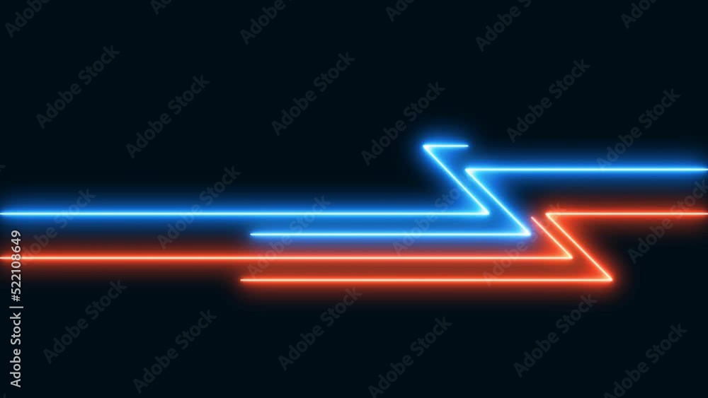 Neon animated icon of lines, ribbons. Running light track, beam. Bright ...