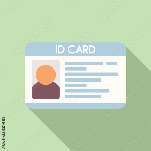 Id card pass icon flat vector. Name photo