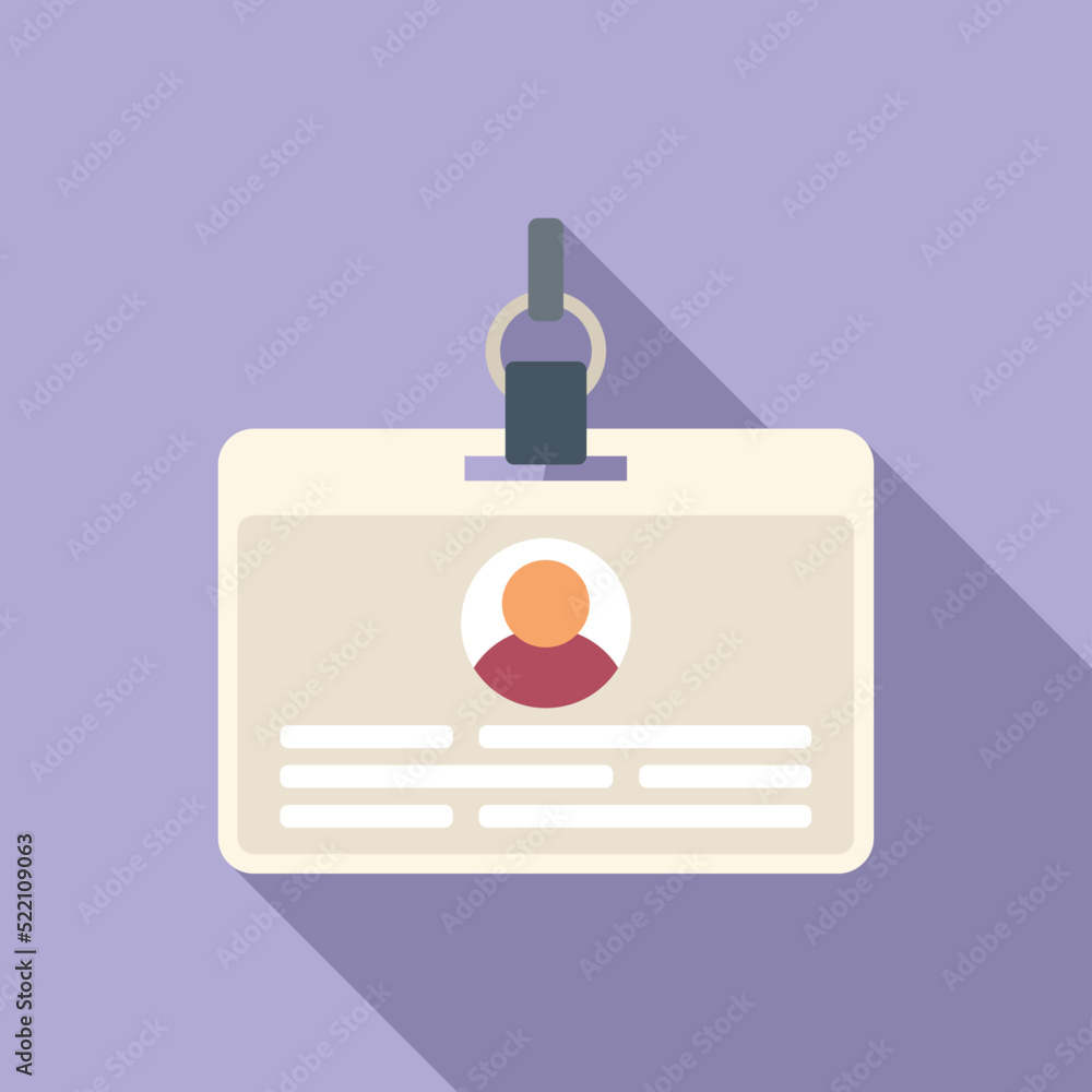 Conference id card icon flat vector. Photo badge Conference id card icon flat vector. Photo badge