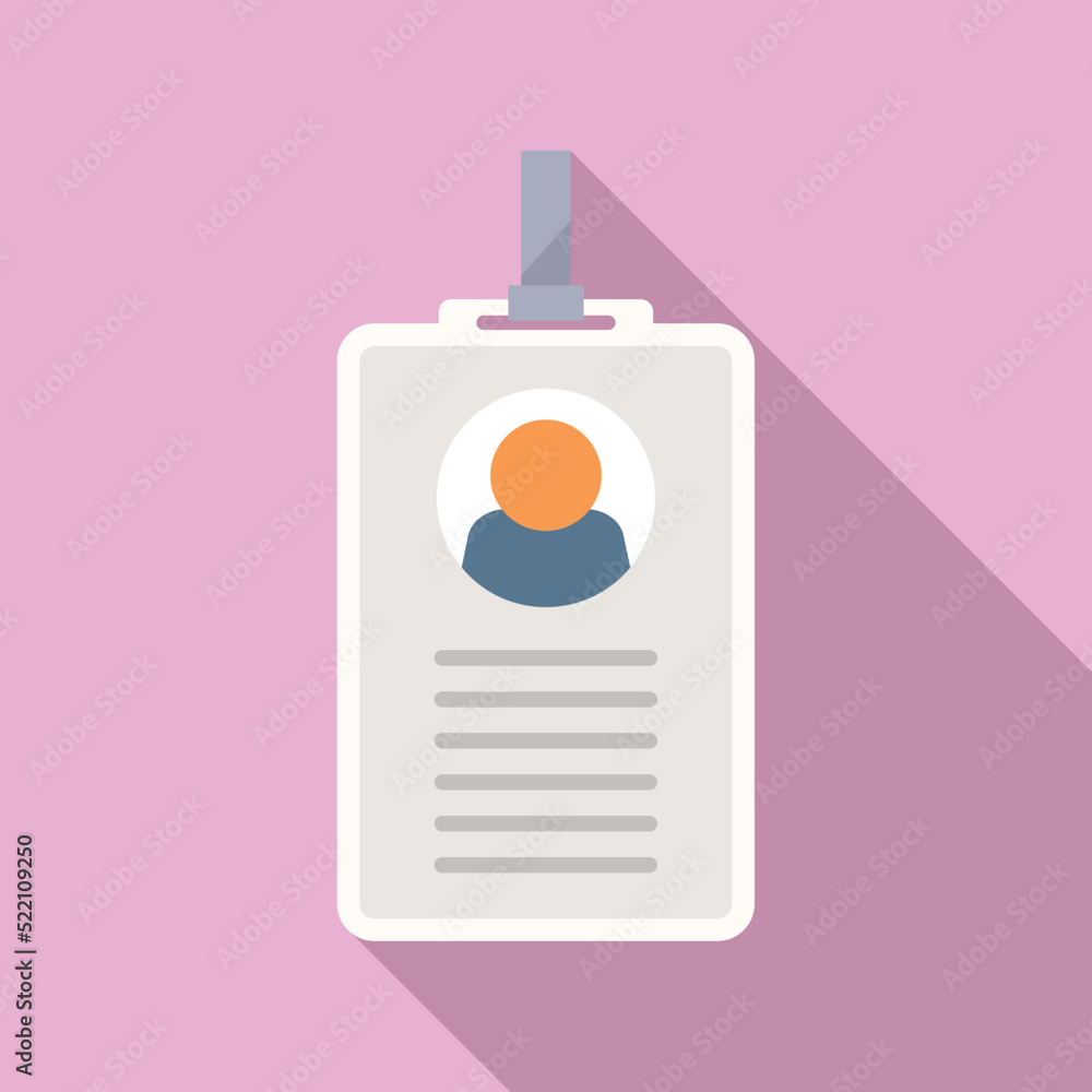 Id card holder icon flat vector. Photo badge Id card holder icon flat vector. Photo badge